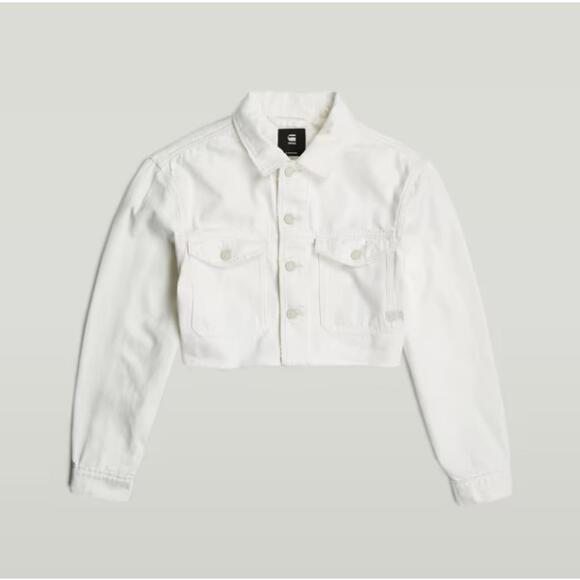 NWT G-Star RAW Women’s Cropped Wander Denim Jacket Chalk White Size Medium - Picture 3 of 10